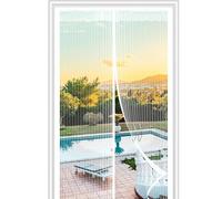 HOWIN Moustiquaire Porte Fenetre Magnétique 70x200CM, Rideau Anti Mouche, Rideaux Aimantée Sans Percage, Moustiquaires Ementer Aimanté pour Porte Exterieur, Balcon, Camping car, Terrasse(Blanc)