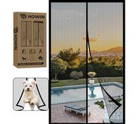 HOWIN Moustiquaire Porte Fenetre Magnétique 70x200CM, Rideau Anti Mouche, Rideaux Aimantée Sans Percage, Moustiquaires Ementer Aimanté pour Porte Exterieur, Balcon, Camping car, Terrasse(Noir)