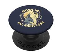 Howlin All Night Long Wolf Lover Night T-Shirt Animal PopSockets PopGrip Adhésif
