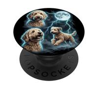 Howling At Moon Lightning Dog Lover Retriever Golden Doodle PopSockets PopGrip Adhésif