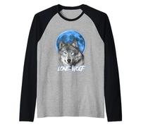 Howling Lone Wolf on Moon Animal Funny Wolves Lover Manche Raglan