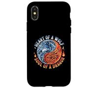 Howling Wolf Animal Nature Dragon Ying Yang Coque pour iPhone X/XS