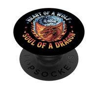 Howling Wolf Animal Nature Dragon Ying Yang PopSockets PopGrip Adhésif
