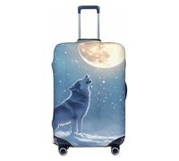 Howling Wolf - Housses de bagages de voyage en pleine lune - Housses de protection élastiques pour valises de 45 à 32 cm, Noir, G