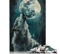 Howling Wolf Moon Night Puzzle 1000 Pièces Educa Jouet en Bois Divertissement Créatif Décoration Intérieure Jeu Éducatif Challenge Toy Adultes & Enfants des 14 Ans 1000pcs (75x50cm)