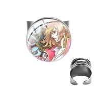 Howl's Moving Castle Anime Printed Ring Glass Cabochon Réglable Open Ring Miyazaki Hayao Classic Cartoon Movie Fans Collection, 16mm, Verre