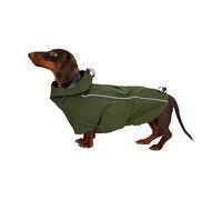 HowlyWoof Manteau de pluie imperméable à capuche pour teckel, whippet de petite, moyenne et grande taille, réglable (03 teckel, 7,3 à 10,9 kg)