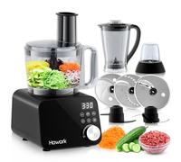 Howork robot de cuisine 1500W,Grande Capacité Robot Multifonction Cuisine, Pour Déchiqueter, Trancher,Hacher, Moudre, Faire des Smoothies, Hacher, Farcir et Faire de la Pâte, Acier Inoxydable Noir