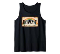 Howzit Hawaiian Pidgin Retro Hawaï Plaque d'immatriculation Arc-en-Ciel Débardeur
