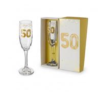 Hox Flûte à champagne pour 50e anniversaire - Design élégant en forme de ballon doré « 50 », verre transparent pour prosecco, champagne et vin mousseux - Souvenir de célébration de qualité supérieure