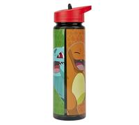 HOX Pokemon Bouteille d'eau réutilisable sans BPA pour enfants avec boucle de transport intégrée, paille et couvercle à vis - 600 ml
