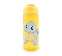 HOX Pokemon Squirle Bouteille d'hydratation réutilisable sans BPA pour enfants avec boucle de transport intégrée, bec rabattable et paille amovible - 600 ml, jaune