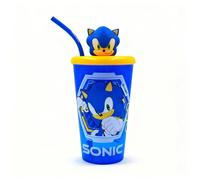 HOX Sonic The Hedgehog Gobelet à boire en plastique avec paille amovible | Écologique sans BPA | Cadeau pour fan et collectionneur de Sonic | Produit sous licence officielle