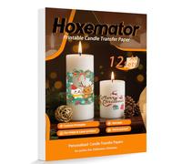 Hoxemator Papier Transfert Bougie [12 Feuilles] Papier Tatouage Bougie DIY pour Imprimante Jet d’Encre & Laser, Film Transfert Bougie Personnalisée pour Décoration Noël, Mariage, Anniversaire, Cadeau