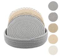 Hoxfly Dessous de Plats en Coton Tissé, Dessous de Plat en Fil de Coton Ronds Tressés, Dessous de Plats en Coton Tissé pour Casseroles, Tressés Tapis Porte Casseroles pour Boissons, Restaurant, Bar