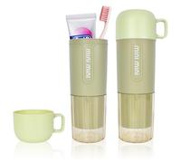 Hoxfly Etui à Brosse à Dents, 2 Pièces Plastique Housse de Voyage pour Brosse à Dents, Tasse de Brosse à Dents Portable avec Housse, Organisateur de Brosse à Dent pour Camping, Famille, Maison