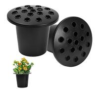 Hoxfly Lot de 2 Inserts pour Vase Funéraire Noir en Plastique, Pots de Fleurs pour Tombe Funéraires, Insertion de Pots de Fleurs Funéraires, Supports de Fleurs pour Cimetière, Tombe (13 x 10 cm)
