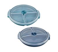 Hoxfly Lunch Box, 2 Pieces Boite Repas avec 3 Compartiments, Boîte à Déjeuner, Snackbox avec Couvercle pour Salades, Lunch Box Adulte pour Travail, Camping, Pique-Nique (Multicolore, 25 ×23 cm)