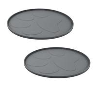Hoxfly Tapis Gamelle Chien, 2 Pieces Tapis de Alimentation Ronde, Facile à Nettoyer, Tapis Nourriture Chat Antidérapant pour Maison, Tapis Silicone Bol pour Animaux Domestique (27.5×27.5×1 cm, Gris)