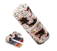 Hoxgar Trousse en toile à enrouler pour crayons avec 24/36/48/72 fentes - Grande trousse à crayons de grande capacité - Organisateur de crayons de couleur pour artistes pour le dessin, la coloration