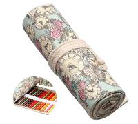 Hoxgar Trousse en toile à enrouler pour crayons avec 24/36/48/72 fentes - Grande trousse à crayons de grande capacité - Organisateur de crayons de couleur pour artistes pour le dessin, la coloration