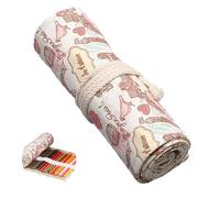 Hoxgar Trousse enroulable en toile avec 24/36/48/72 compartiments, grande capacité, organisateur pour crayons de couleur pour dessiner, colorier et faire des croquis (crayon non inclus), 24 Slots