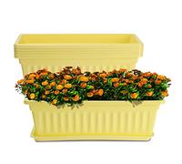 HOXHA Lot de 6 jardinières rectangulaires en Plastique de 43,2 cm avec Plateau, Pots de Fleurs rectangulaires pour intérieur et extérieur pour Rebord de fenêtre, terrasse, Porche, Jardin et Balcon