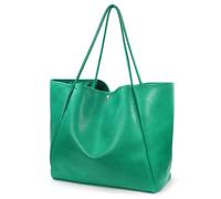 HOXIS Sac fourre-tout surdimensionné en cuir végétalien pour femme, sac à main, sac à main de voyage, Vert outremer, Medium