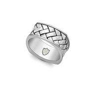 HOXTON LONDON Bague carrée motif arête de hareng rhodiée en argent sterling pour homme - Taille Z