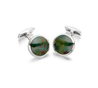 HOXTON LONDON Boutons de manchette ronds jade en argent sterling pour homme