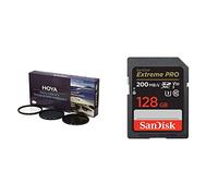 Hoya DFK58 Jeux de Filtres (UV, PLC, ND) Ø 58.0 mm & SanDisk 128 Go Extreme Pro Carte SDXC + RescuePRO Deluxe, jusqu'à 200 Mo/s, UHS-I, Classe 10, U3, V30