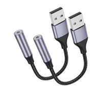 HOYAWU Lot de 2 adaptateurs audio USB vers jack 3,5 mm, carte son externe, adaptateur USB vers auxiliaire compatible avec casque, ordinateur portable, PC, Linux, PS4, PS5 et autres appareils