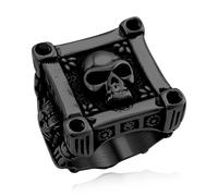 Hoyazvet Bague rétro en acier inoxydable 316L avec tête de mort - Or 18 carats - Noir - Bijoux pour homme et femme - Taille 7-14 - Avec boîte cadeau, Acier inoxydable, Aucune pierre précieuse