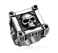 Hoyazvet Bague rétro en acier inoxydable 316L avec tête de mort - Or 18 carats - Noir - Bijoux pour homme et femme - Taille 7-14 - Avec boîte cadeau, Acier inoxydable, Aucune pierre précieuse