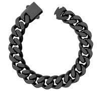 Hoyazvet Bracelet à maillons cubains pour homme, 5/7/9/13 mm de large, 19,5/21,3/22,9 cm de long, plaqué or 18 carats/noir/chaîne de poignet en acier inoxydable pour homme, 7.5"(19cm), Acier