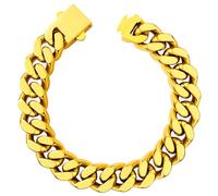 Hoyazvet Bracelet à maillons cubains pour homme, 5/7/9/13 mm de large, 19,5/21,3/22,9 cm de long, plaqué or 18 carats/noir/chaîne de poignet en acier inoxydable pour homme, 9.0"(23cm), Acier