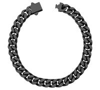 Hoyazvet Bracelet à maillons cubains pour homme, 5/7/9/13 mm de large, 19,5/21,3/22,9 cm de long, plaqué or 18 carats/noir/chaîne de poignet en acier inoxydable pour homme, 8.3"(21cm), Acier