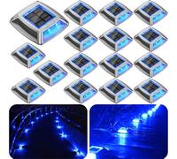 hoyiours Éclairage pour Chemins Spot Solaire Extérieur Puissant IP68 Étanche 16 Articles Eclairage Escalier Bleu Balise Jardin 24LM pour Terrasse, Chemin, Piscine et Parc