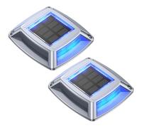 hoyiours Éclairage pour Chemins Spot Solaire Exterieur Puissant IP68 Étanche Eclairage Escalier Exterieur Bleu Balise Solaire Exterieur Jardin 24LM pour Terrasse, Chemin, Piscine et Parc (2)