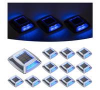 hoyiours Éclairage pour Chemins Spot Solaire Exterieur Puissant IP68 Étanche Lot de 12 Eclairage Escalier Exterieur Bleu Balise Solaire Exterieur Jardin 24LM pour Garage, Chemin, Piscine et Parc