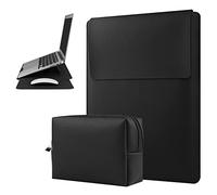 HoYiXi 13'' Housse pour Laptop Étui en Cuir avec Support Compatible avec MacBook Air M2 13.6'' 2022/13.3'' M1/MacBook Pro 13 2022-2016/Dell XPS 13/Surface Pro X/8/7/6/5/Surface Laptop 13.5'', Noir