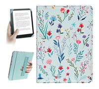 HoYiXi Funda Universal 6'' Pocketbook/Tolino/Kobo Clara HD E-Book Reade Compatible Con 6" Kindle Paperwhite /6" Kindle 2024 & 2019, 6" eReader Protective Case Cover Elastic Rope,Flores Azules