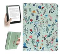 HoYiXi Funda Universal 6'' Pocketbook/Tolino/Kobo Clara HD E-Book Reade Compatible Con 6" Kindle Paperwhite /6" Kindle 2024 & 2019, 6" eReader Protective Case Cover Elastic Rope,Flores Blancas