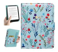 HoYiXi Universel Étui pour 6,8''-7" eReader Compatibilité Paperwhite/Pocketbook and Tolino/Kobo Clara 2E/Kobo Clara HD,Étui de Protection pour eReader 6,8",7'' avec Porte-Cartes Intégré,Fleur 2