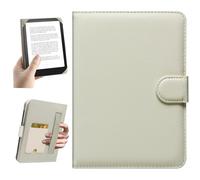 HoYiXi Universel Étui pour 6" Paperwhite /6" Kindle 2025 & 2019 Compatibilité Kobo/Voyaga/Pocketbook/Tolino eReader,Étui de Protection pour eReader 6 Pouce avec Porte-Cartes Intégré,Blanc Riz
