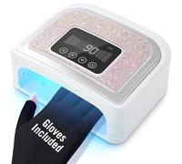 HoYLluDLL Lampe UV rechargeable sans fil pour ongles en gel, lampe à ongles LED décorée de strass étincelants pour la maison/le salon de manucure (Sparkly Diamond and White)