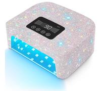 HoYLluDLL Lampe UV rechargeable sans fil pour ongles en gel, lampe LED pour ongles avec 4 modes de minuterie et décorée de strass étincelants pour la maison/le salon de manucure