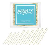 HOYOLS Lot de 150 épingles à cheveux en forme de U blondes, tailles assorties, épingles à cheveux en forme de U, pinces à chignon en métal avec pointes à boule pour femmes et filles, cheveux fins et