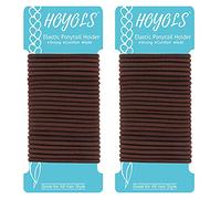 HOYOLS Lot de 50 élastiques pour queue de cheval - Sans métal - Élastiques - Épais - Pour femme - Cheveux bouclés - 4 mm - Marron (ambre étincelant)