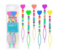 Hoyols Lot de 6 perles à cheveux rapides pour le chargement de perles, tresses, cordelettes - Kit d'outils de coiffure pour queue de cheval - Pour enfants et filles - Multicolore